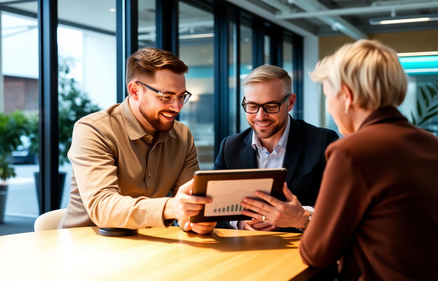 A PGFS adviser discussing a financial plan with clients